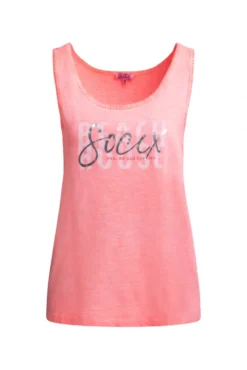 Top Oil Dyed mit Folienprint neon coral