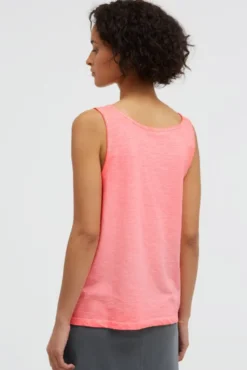 Top Oil Dyed mit Folienprint neon coral
