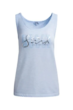 Top Oil Dyed mit Folienprint soft ocean