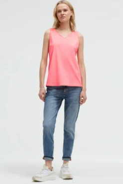 Top Oil Dyed mit V - Öffnung neon coral