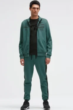 Trainingsjacke aus Interlock mit Rubber Prints petrol green