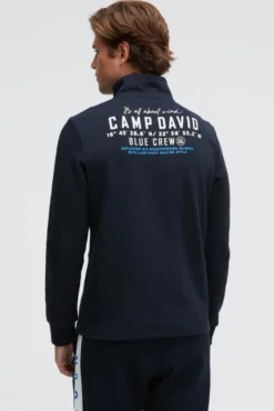 Troyer-Sweatshirt aus Interlock mit Rücken-Artwork blue navy
