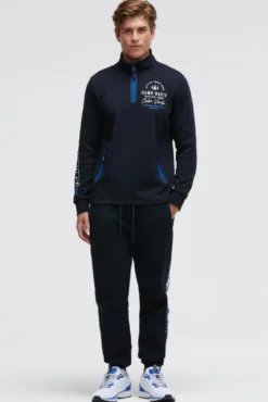 Troyer-Sweatshirt aus Interlock mit Rücken-Artwork blue navy