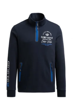 Troyer-Sweatshirt aus Interlock mit Rücken-Artwork blue navy