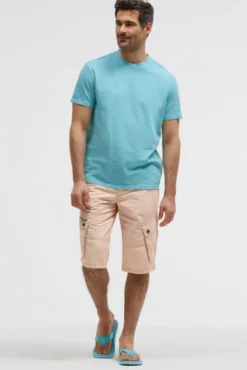 T-Shirt aus Slub-Pikee mit Back - Artwork aqua