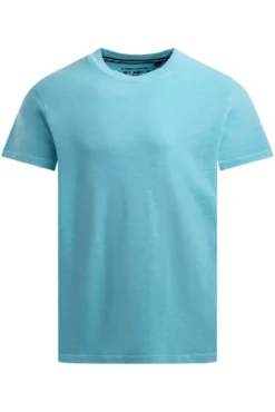 T-Shirt aus Slub-Pikee mit Back - Artwork aqua