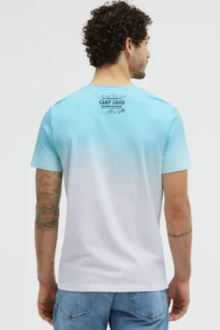 T-Shirt Dip Dye mit Vintage Print aqua splash