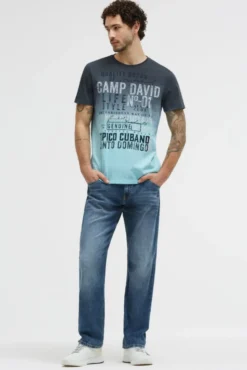 T-Shirt Dip Dye mit Vintage Print green shadow