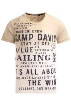 T-Shirt Dip Dye mit Wording Prints sea sand