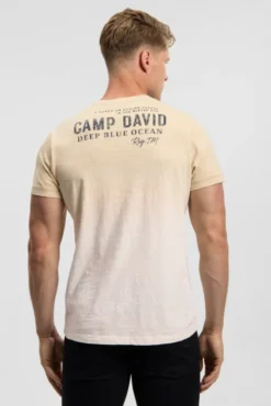 T-Shirt Dip Dye mit Wording Prints sea sand