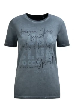 T-Shirt Inside Oil Dyed mit Cuba Print green shadow