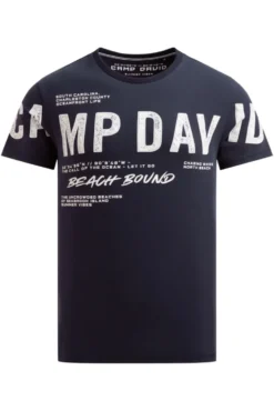 T-Shirt mit auffälligem Logo Print blue navy