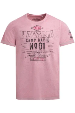 T-Shirt mit Ausbrenner-Effekten und Artwork beachy red