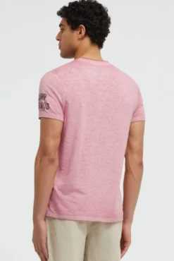 T-Shirt mit Ausbrenner-Effekten und Artwork beachy red