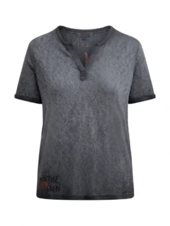 T-Shirt mit Leinen-Optik und Rückenprint charcoal mist