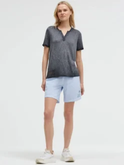 T-Shirt mit Leinen-Optik und Rückenprint charcoal mist