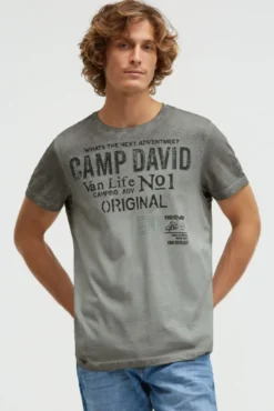 T-Shirt mit Logo Artwork dusty green