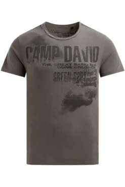 T-Shirt mit Photo- und Rubber-Print dark wood