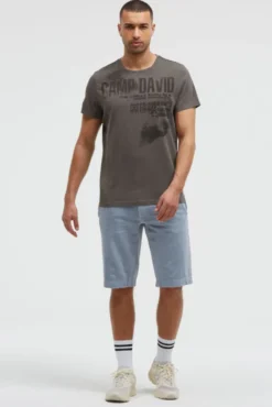 T-Shirt mit Photo- und Rubber-Print dark wood