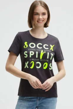 T-Shirt mit Rundhalsausschnitt und Artwork charcoal mist