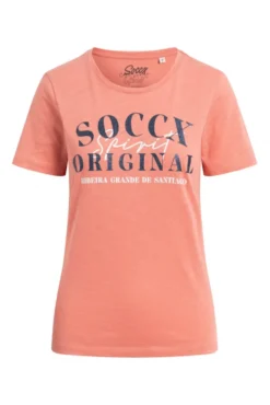 T-Shirt mit Rundhalsausschnitt und Print apricot sunset