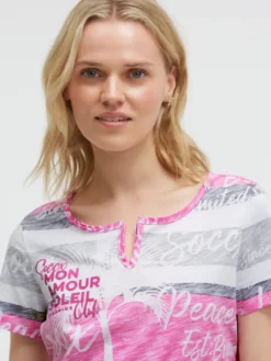 T-Shirt mit Streifen- und All-Over-Print charcoal mist