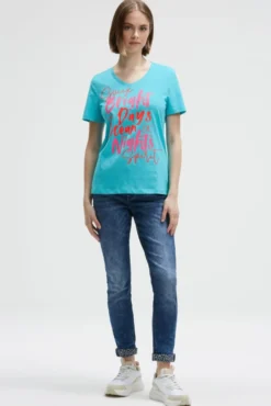 T-Shirt mit V-Ausschnitt und Artwork ocean flash