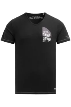 T-Shirt mit V-Neck und Back-Photoprint black