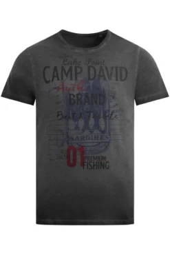 T-Shirt Oil Dyed mit Label Print black