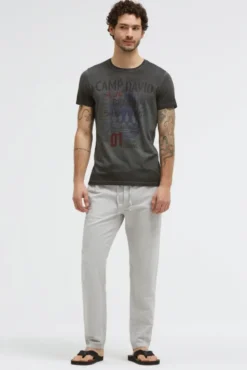 T-Shirt Oil Dyed mit Label Print black