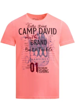 T-Shirt Oil Dyed mit Label Print neon flame