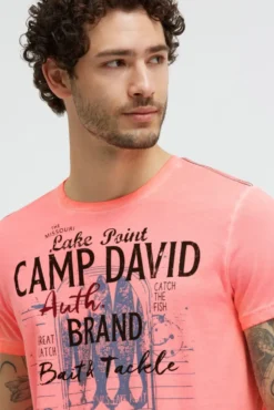 T-Shirt Oil Dyed mit Label Print neon flame