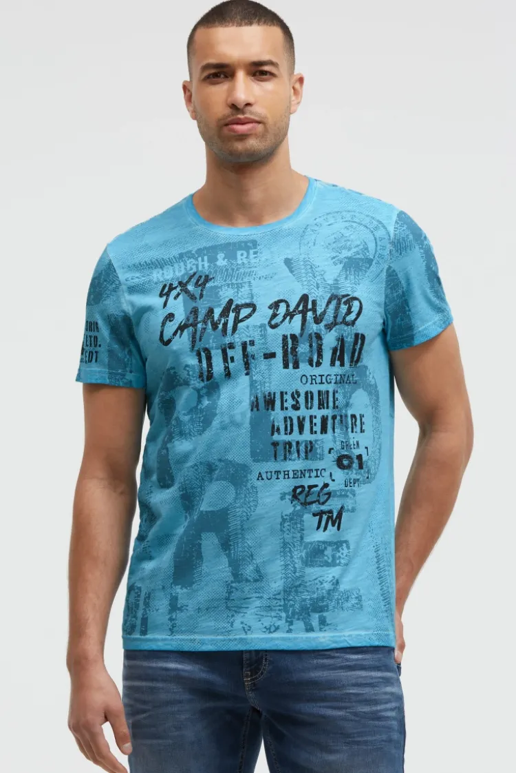 T-Shirt Rundhals mit All Over Print summer aqua