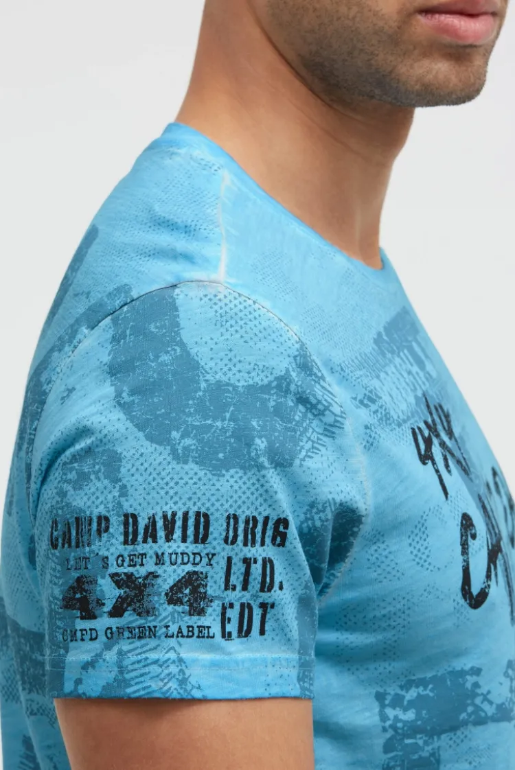T-Shirt Rundhals mit All Over Print summer aqua