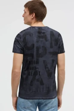 T-Shirt Rundhals mit All Over Print blue grey