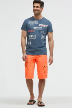 T-Shirt Rundhals mit Artwork harbour blue