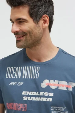 T-Shirt Rundhals mit Artwork harbour blue
