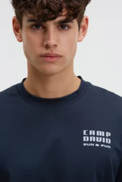 T-Shirt Rundhals mit Back-Print blue navy