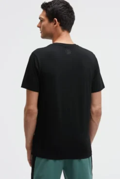 T-Shirt Rundhals mit Flockprint black | S