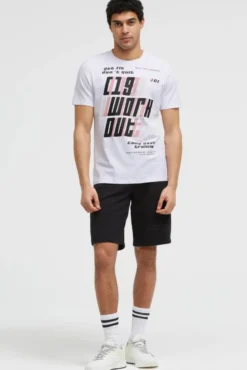 T-Shirt Rundhals mit Frontprint opticwhite
