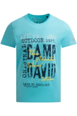 T-Shirt Rundhals mit Logo Prints aqua | S