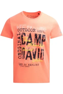 T-Shirt Rundhals mit Logo Prints neon flame