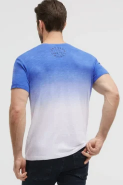T-Shirt V-Neck Dip Dye mit Prints vividblue