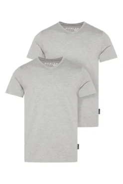T-Shirt V-Neck, 2er-Pack greymelange / greymelange