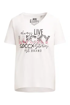 T-Shirt V-Neck mit Artwork opticwhite