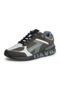Urban Sneaker im Materialmix mit Logo-Sohle dark wood