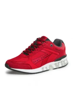 Urban Sneaker im Materialmix mit Logo-Sohle energy red