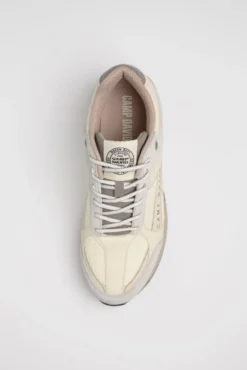 Urban Sneaker im Materialmix mit Logo-Sohle ivory