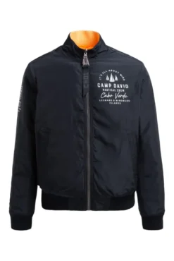 Wende-Blouson mit Logo Prints blue navy / sunrise neon