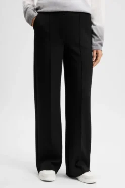Wide Leg Hose mit Biesen und Elastikbund black